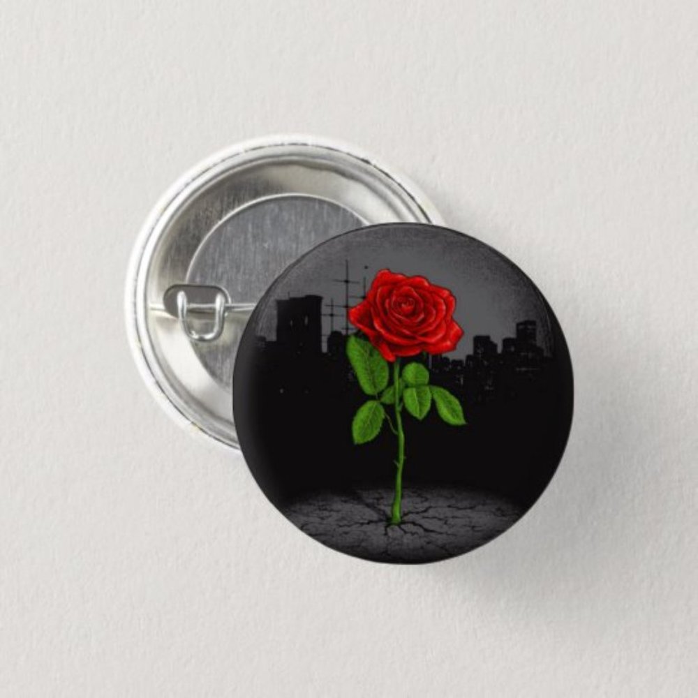 Rose from Concrete Button - Picture 2 of 3
